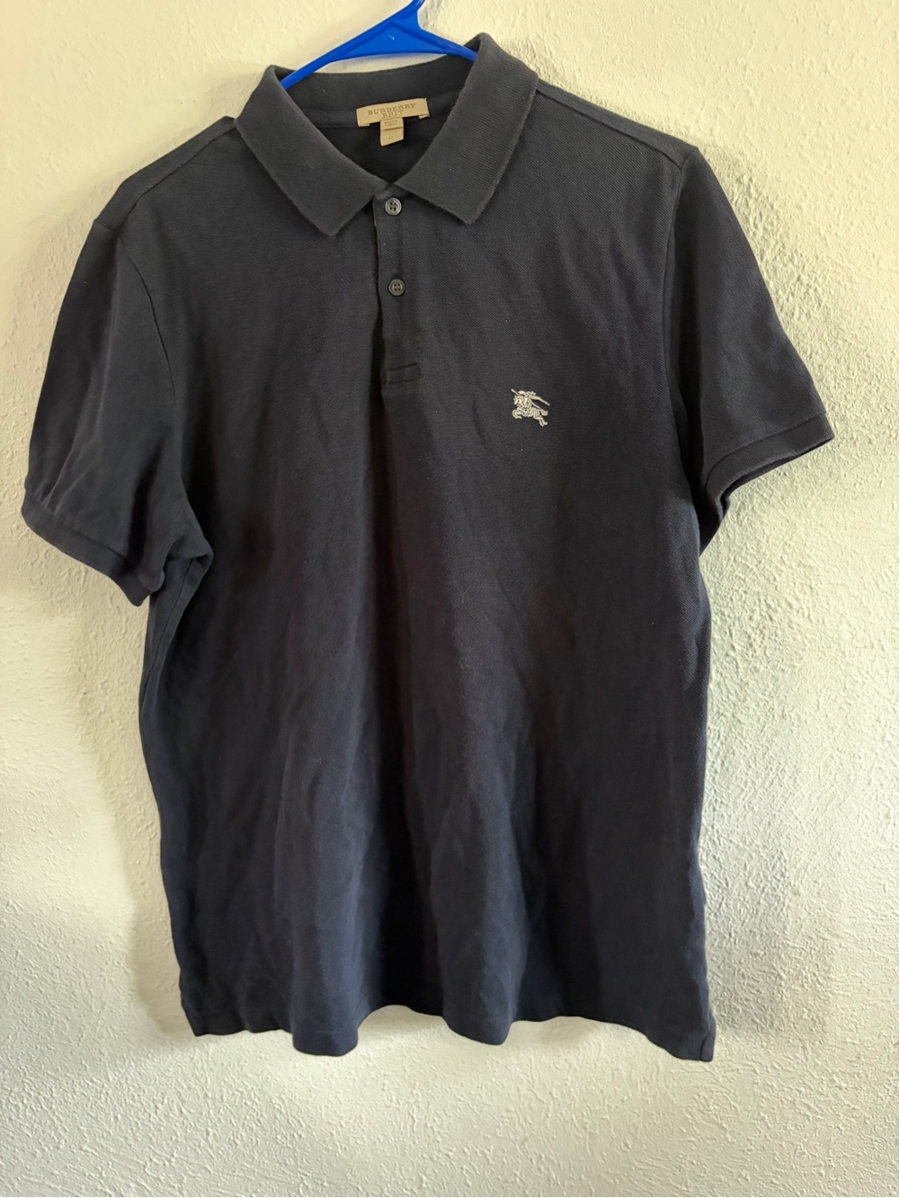 Burberry Men’s Dark Navy Polo with Embroidered Knight Logo